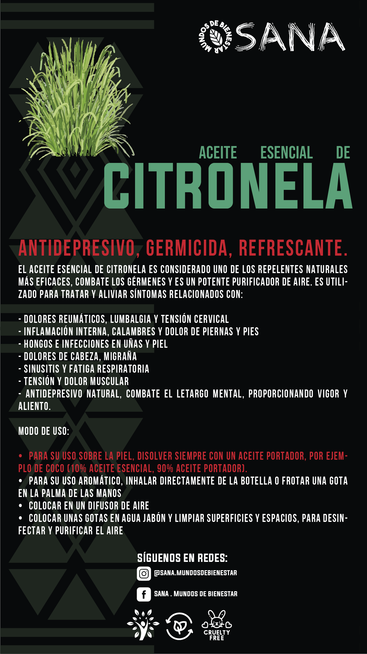 Sana Mundos de Bienestar - Aceite esencial de citronela